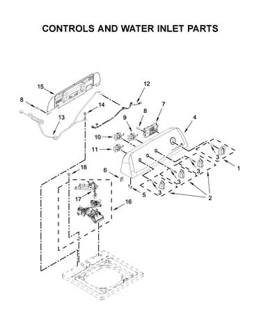 Controls and water inlet parts