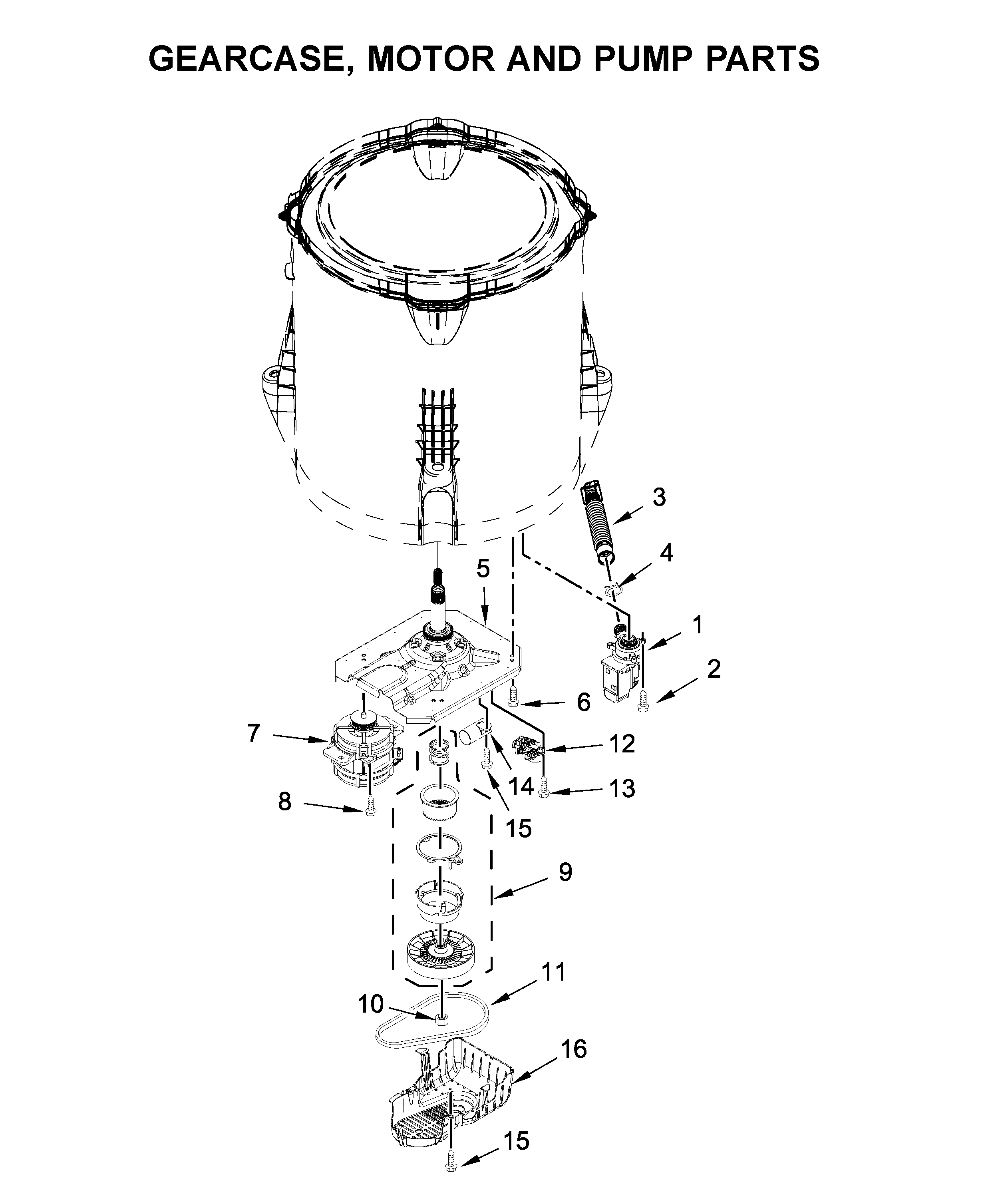 Gearcase, motor and pump parts
