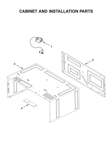 Cabinet and installation parts