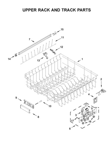 Upper rack and track parts
