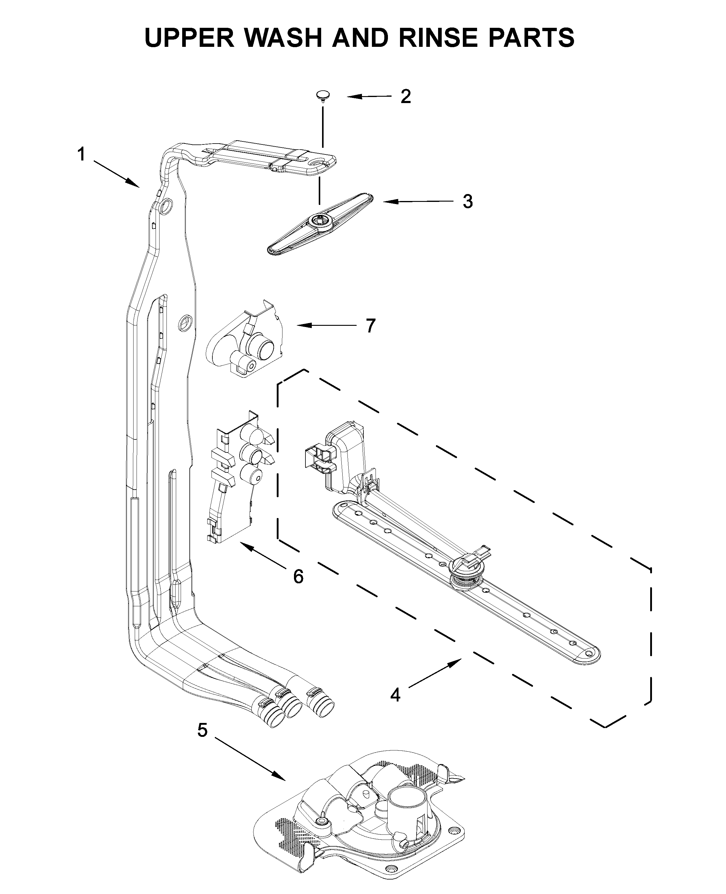 Upper wash and rinse parts