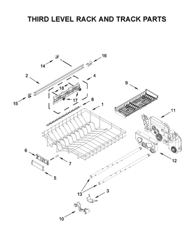 Third level rack and track parts