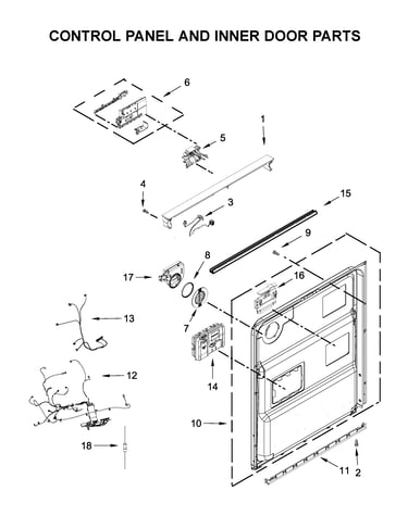 Control panel and inner door parts