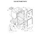 KitchenAid KDFM404KPS0 tub and frame parts diagram