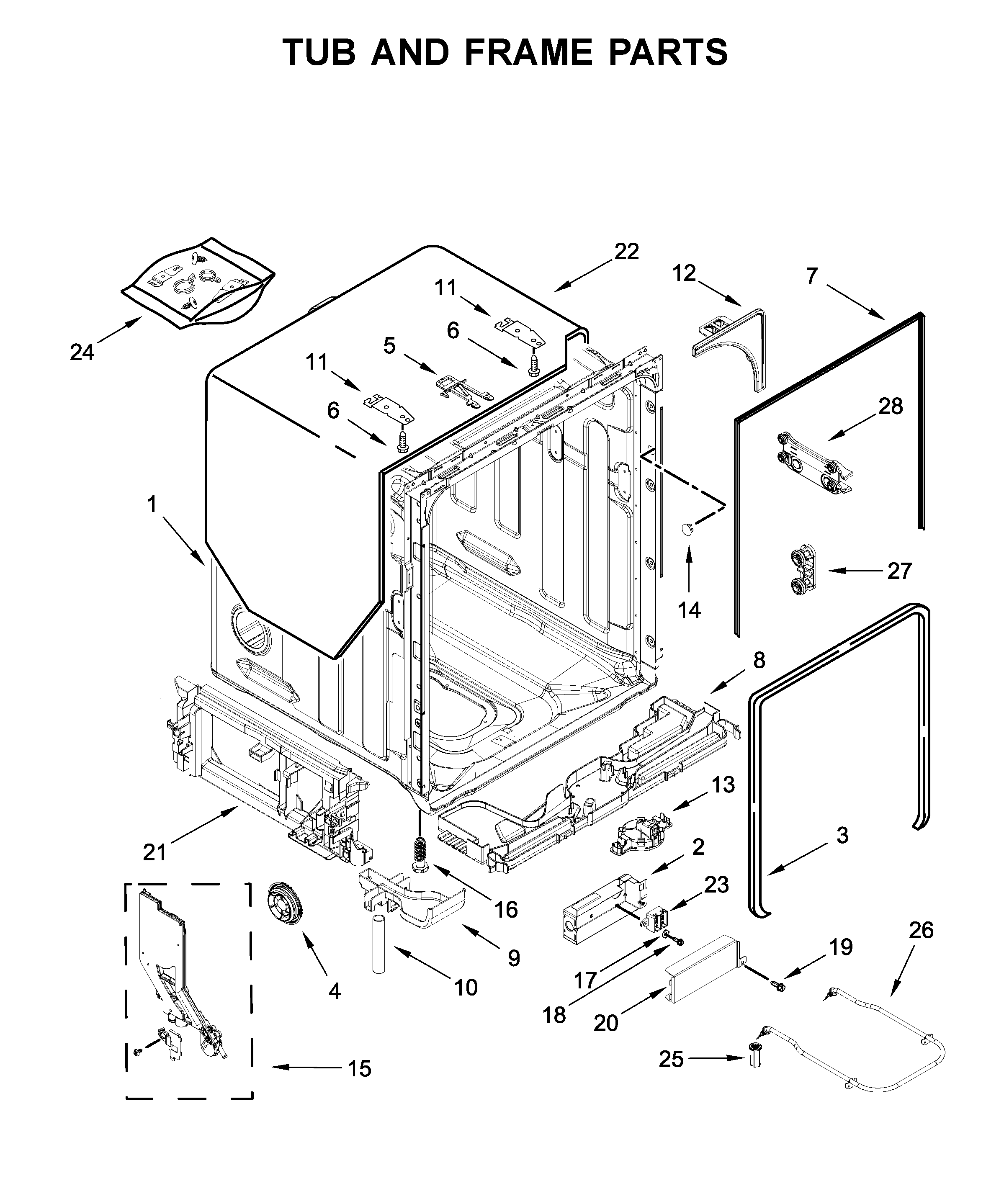 Tub and frame parts