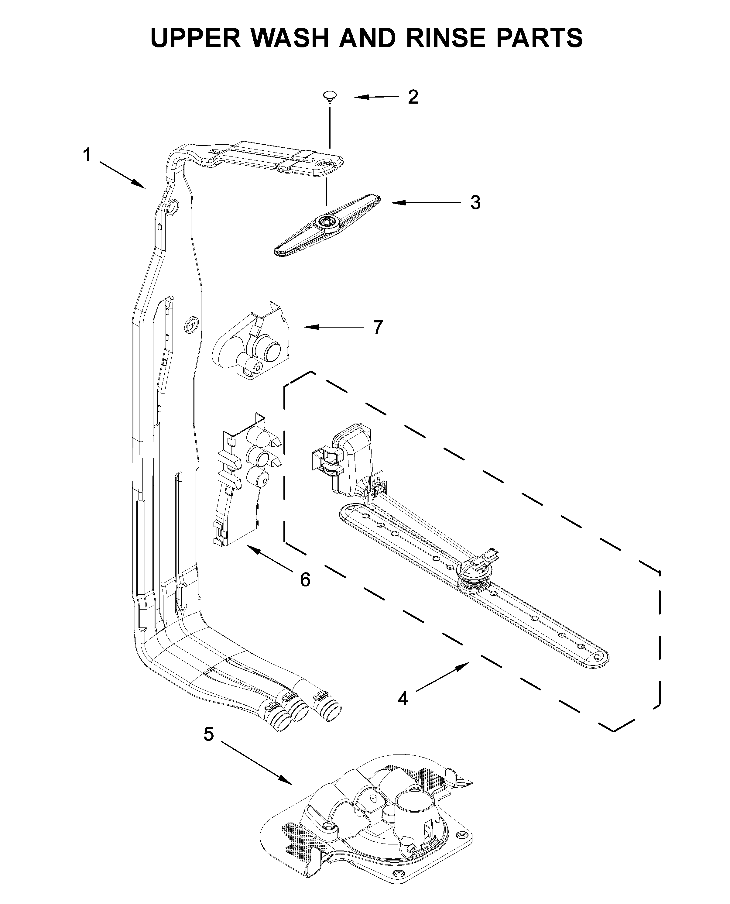 Upper wash and rinse parts