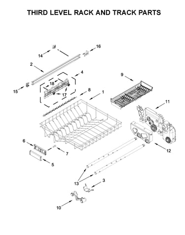 Third level rack and track parts