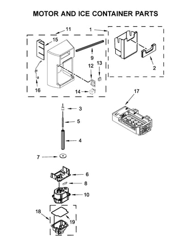 Motor and ice container parts