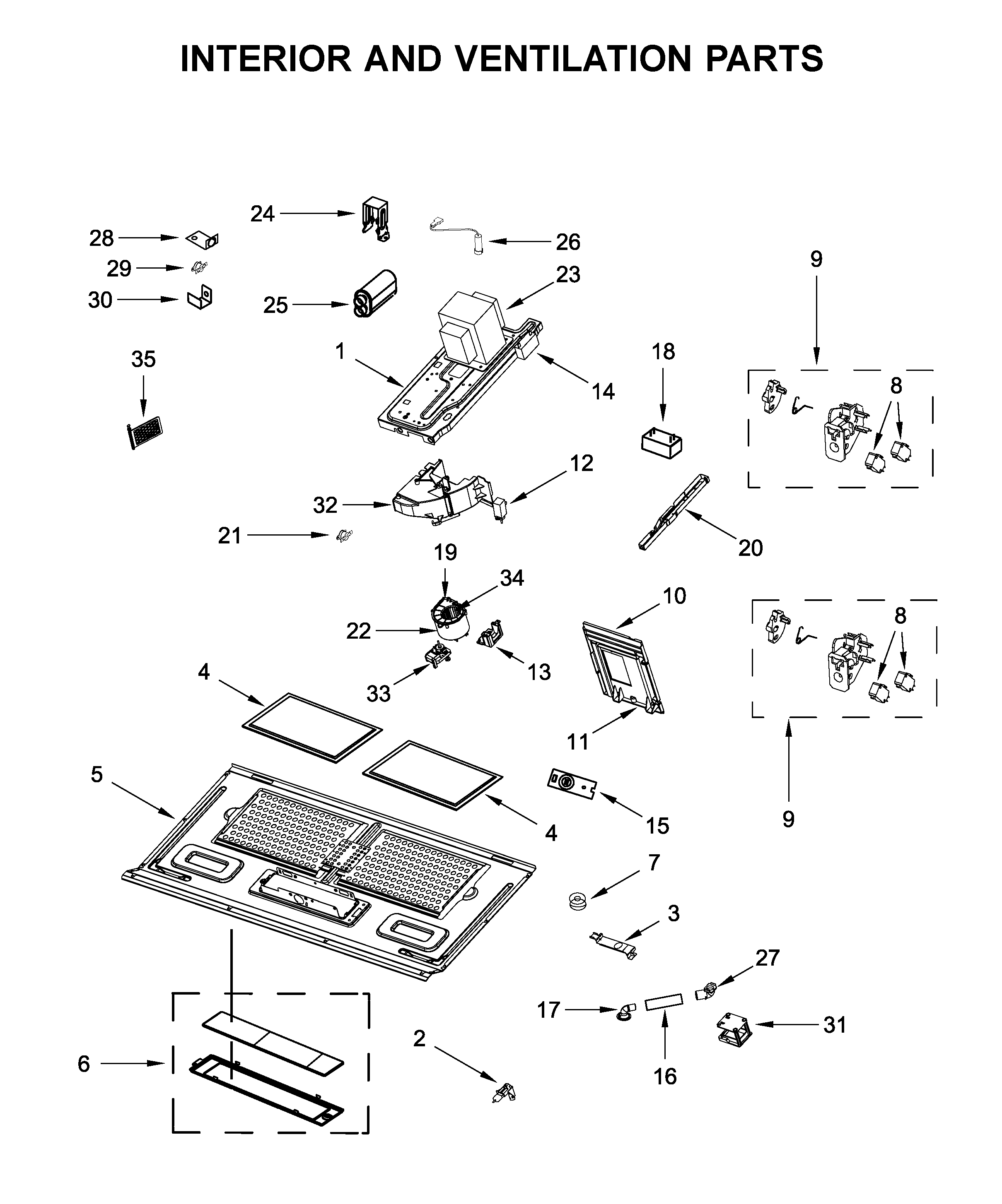 Interior and ventilation parts