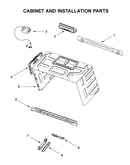 Cabinet and installation parts