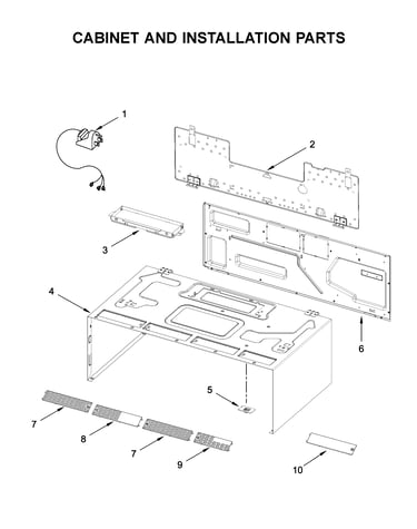 Cabinet and installation parts