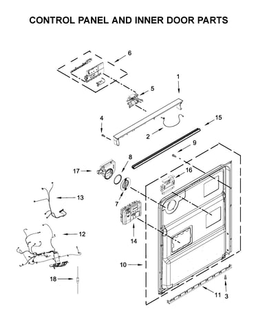 Control panel and inner door parts