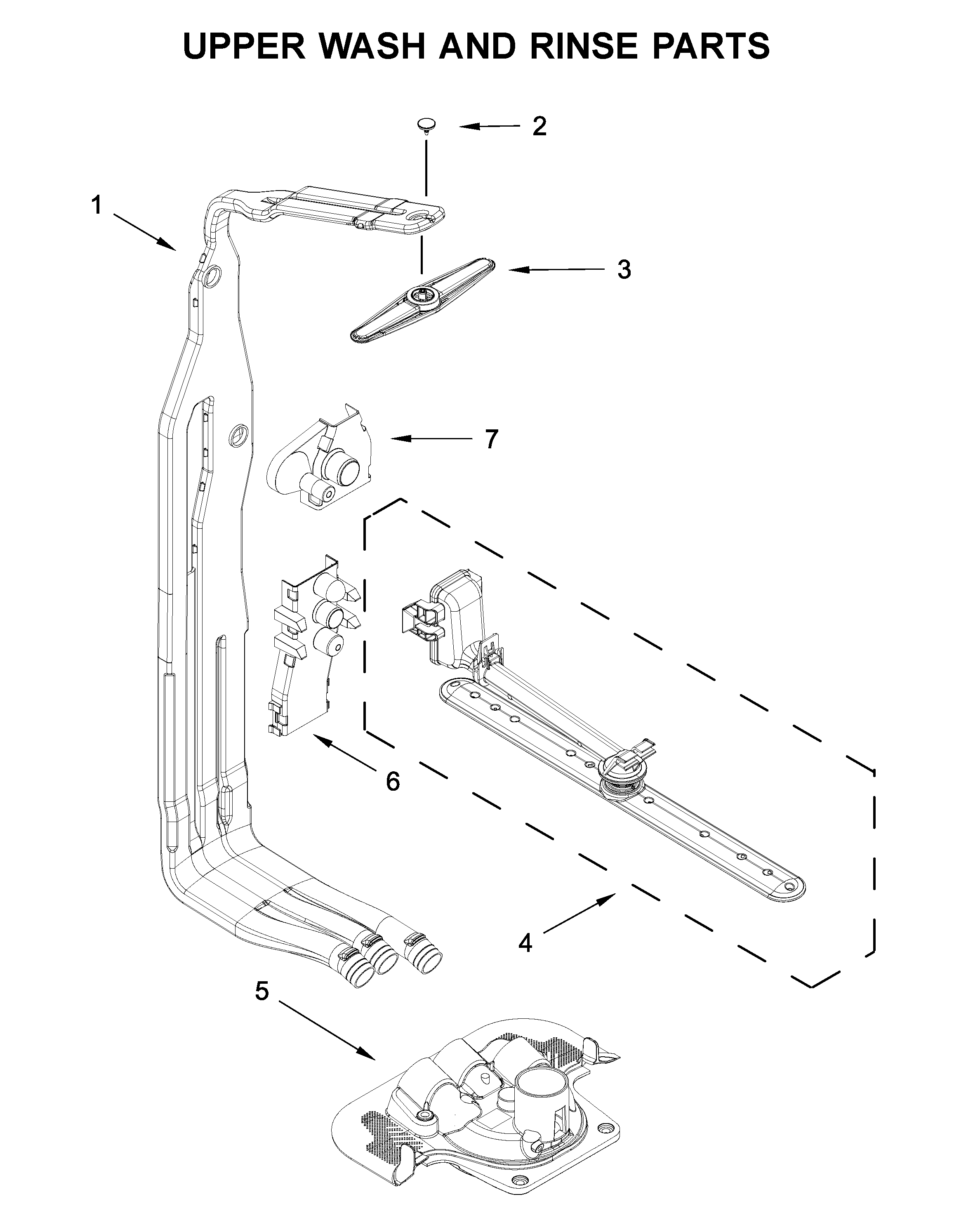 Upper wash and rinse parts