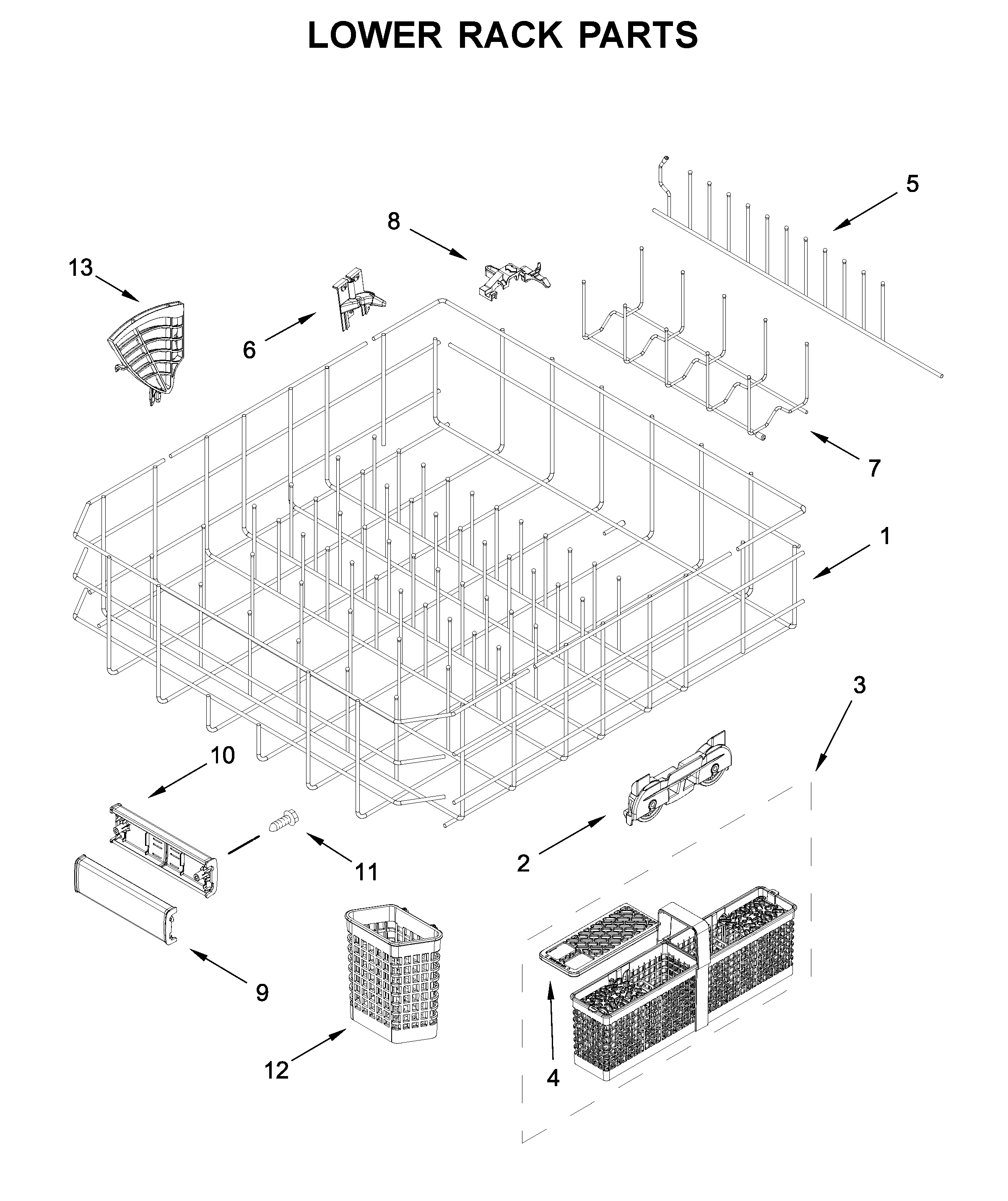 Lower rack parts