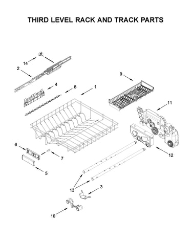 Third level rack and track parts