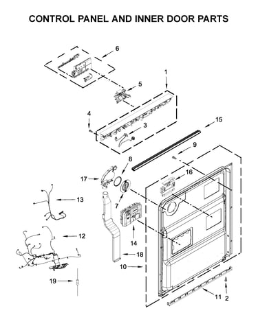 Control panel and inner door parts