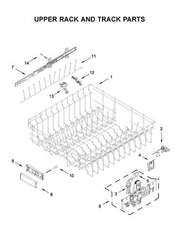 Upper rack and track parts