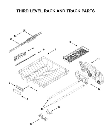 Third level rack and track parts