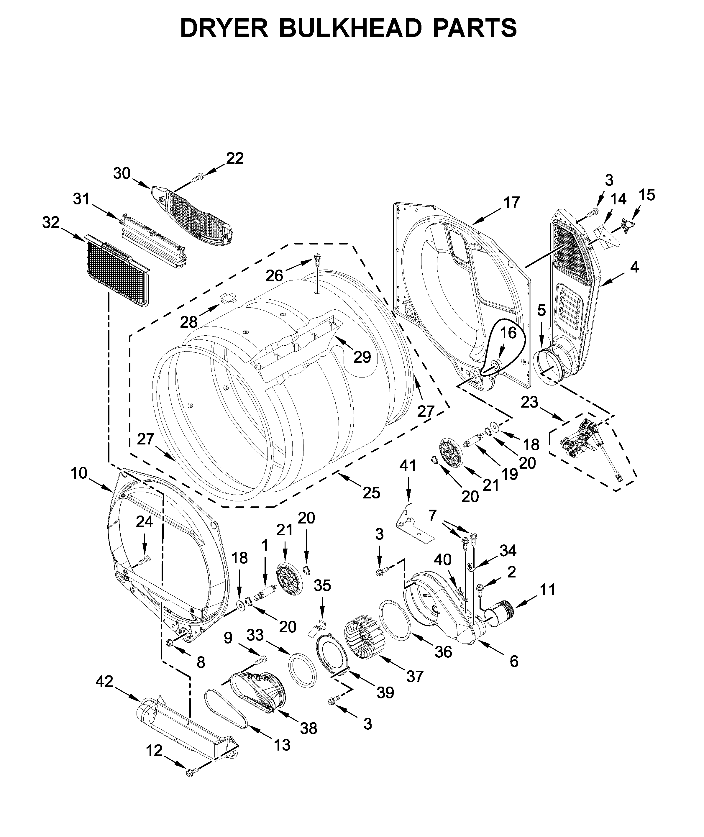 Dryer bulkhead parts