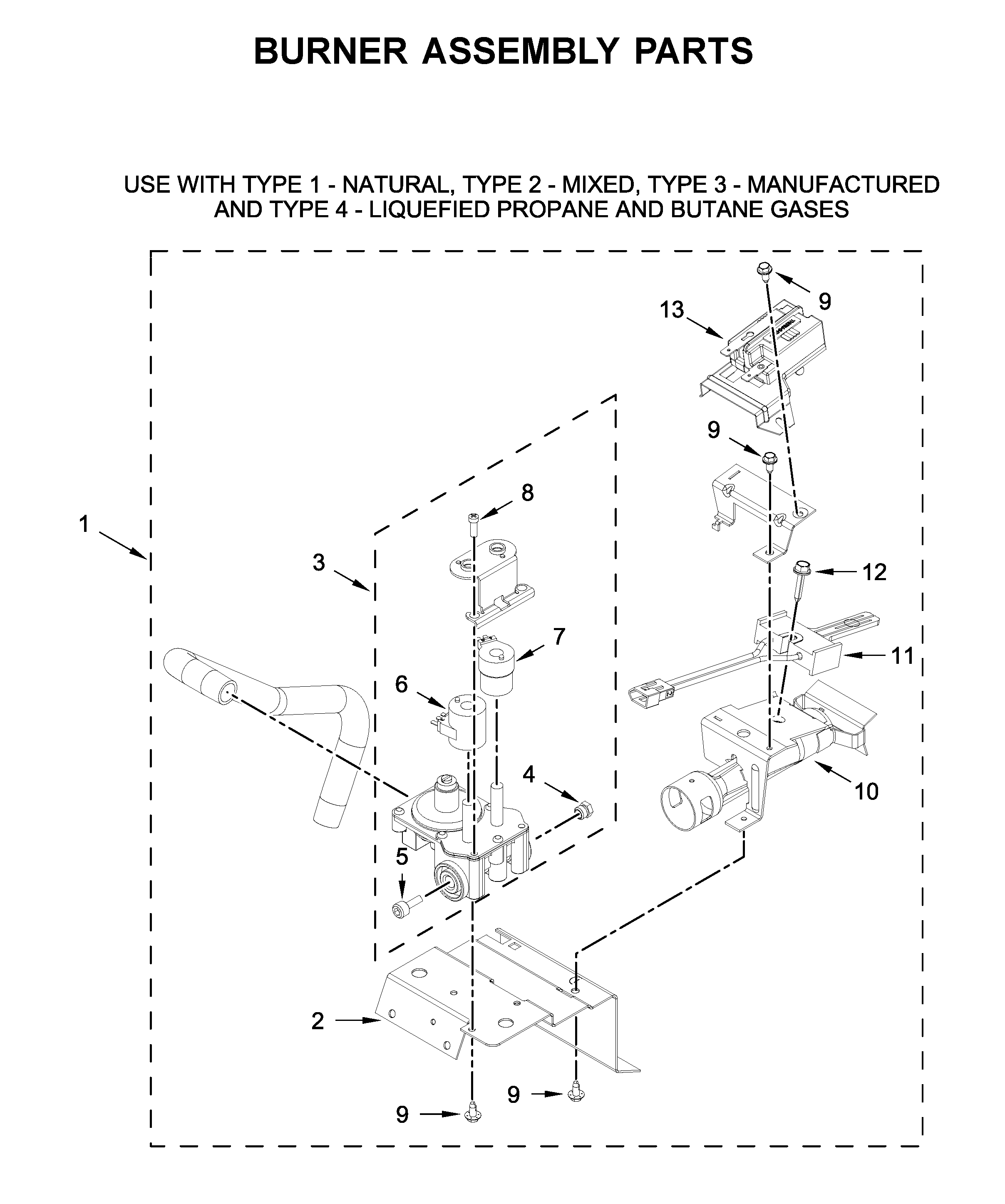 Burner assembly parts
