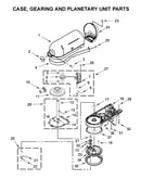 Case, gearing and planetary unit parts