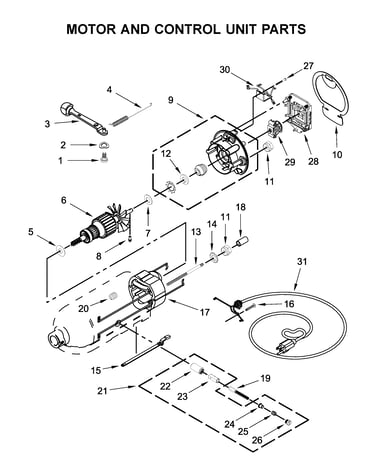 Motor and control unit parts