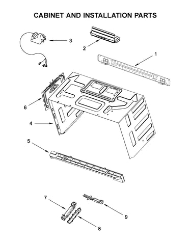 Cabinet and installation parts