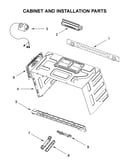 Cabinet and installation parts