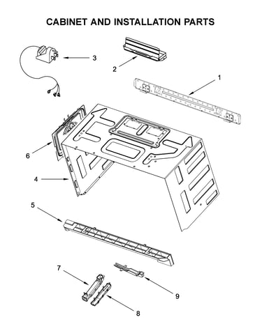 Cabinet and installation parts