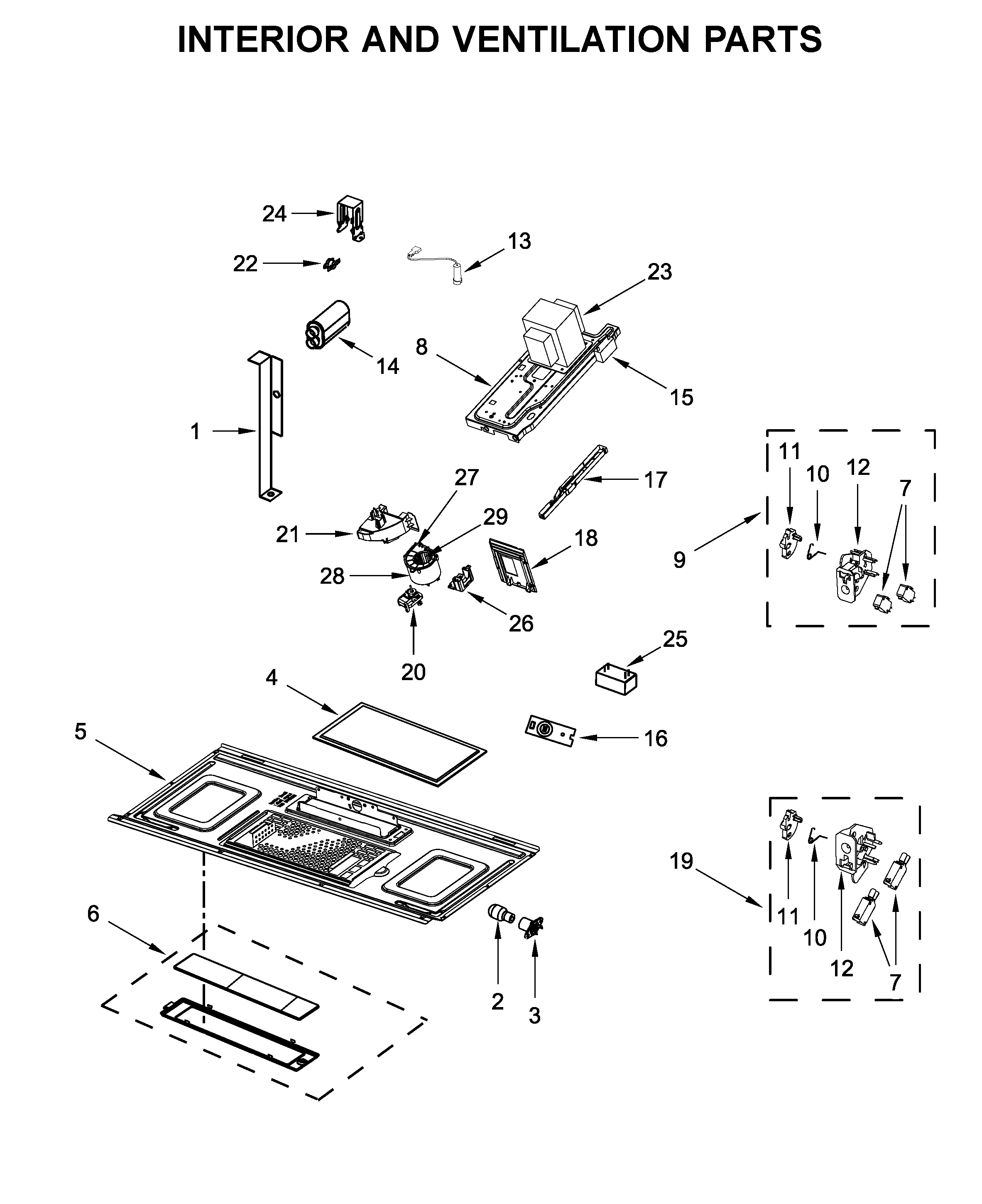 Interior and ventilation parts