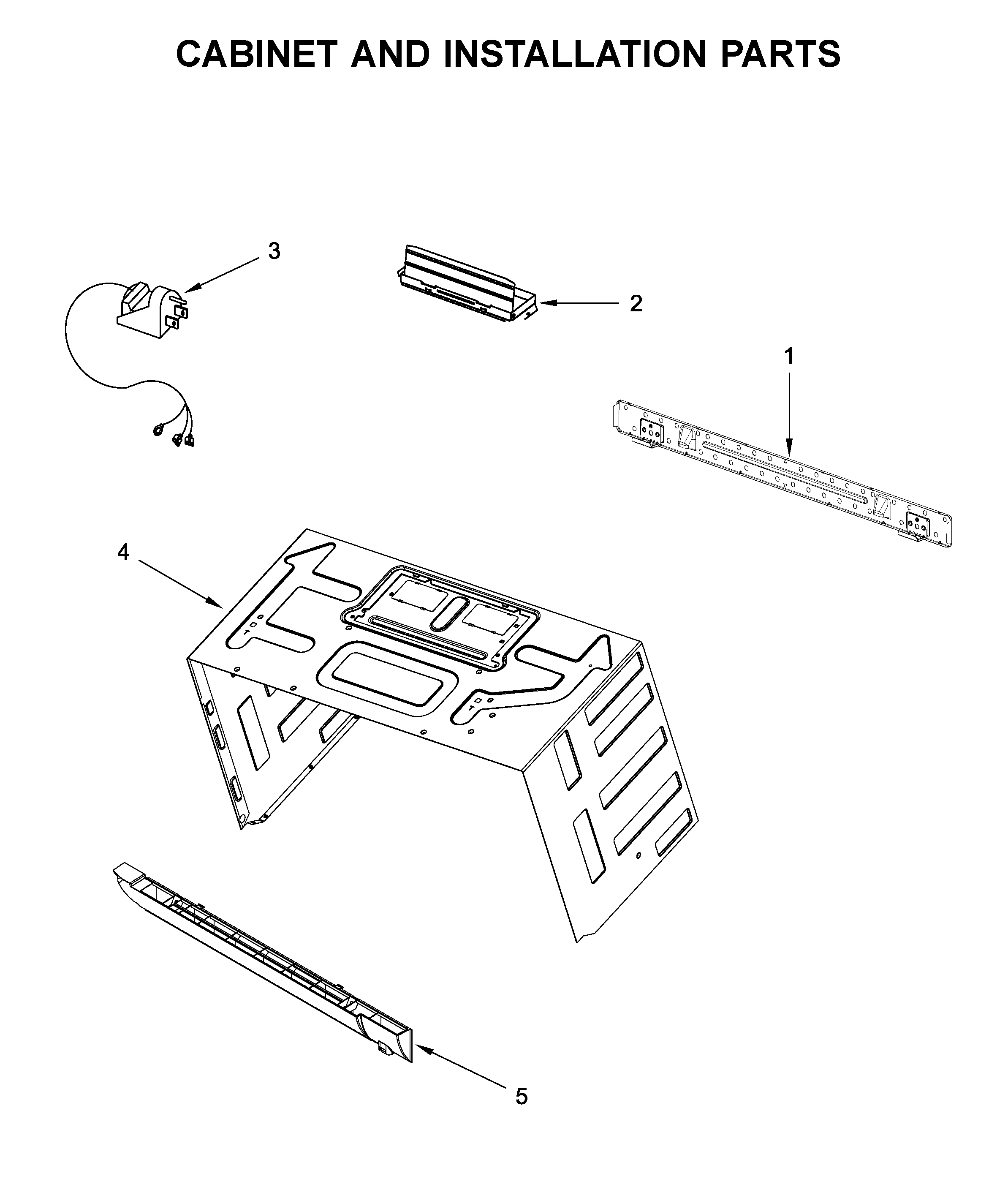 Cabinet and installation parts