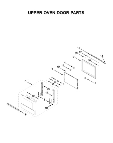 Upper oven door parts
