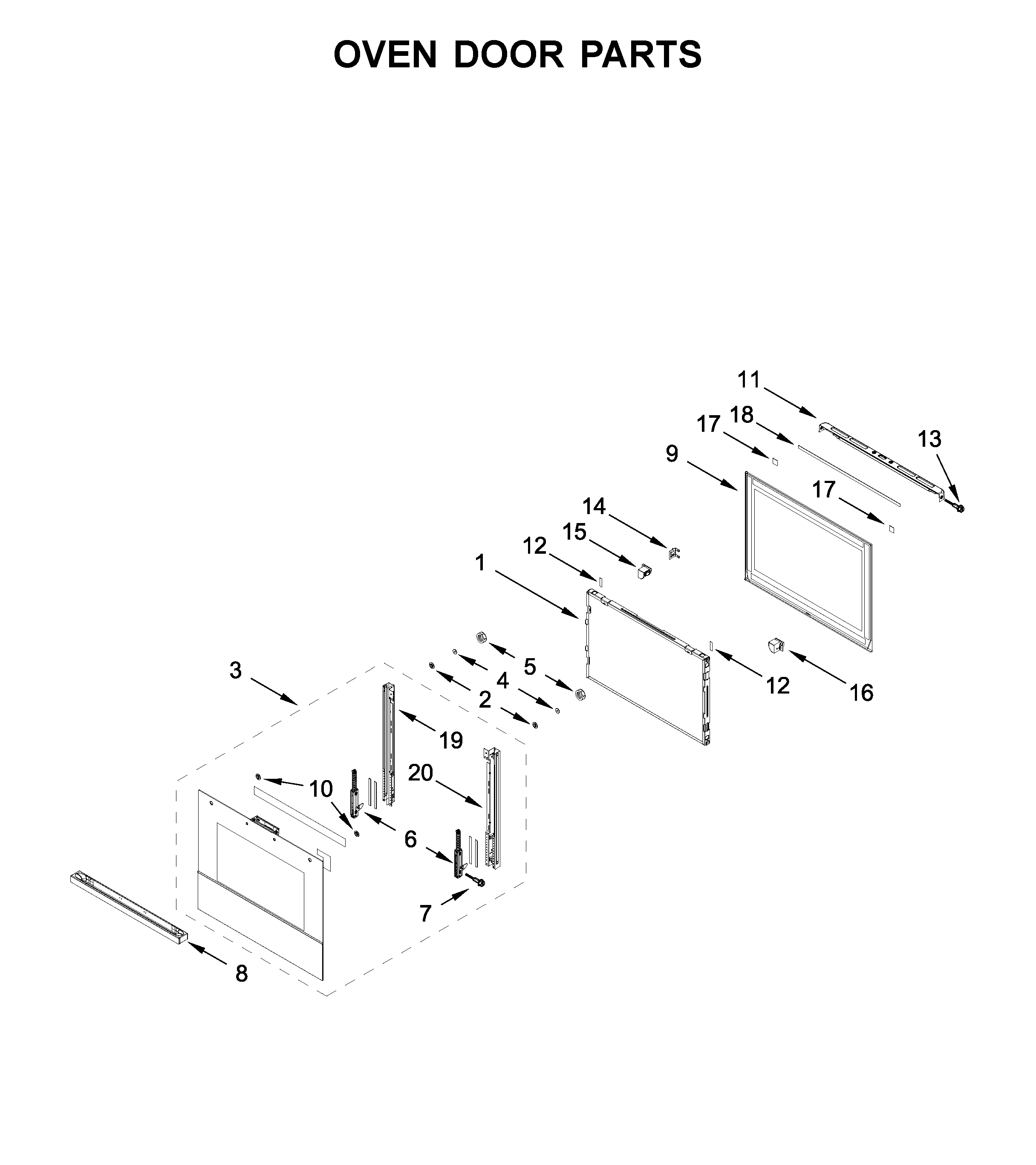Oven door parts