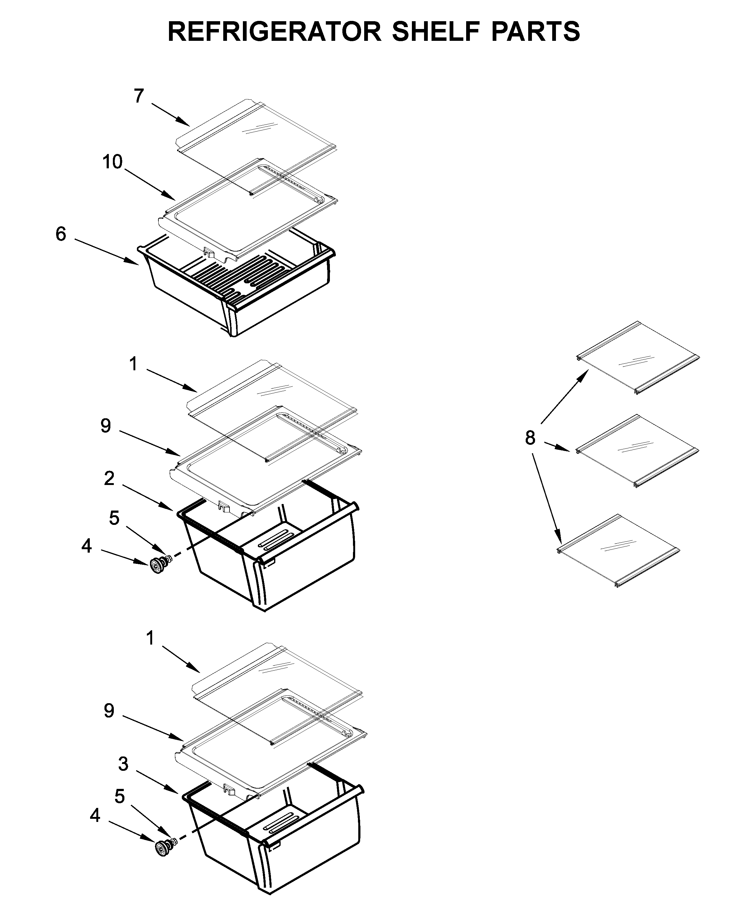 Refrigerator shelf parts