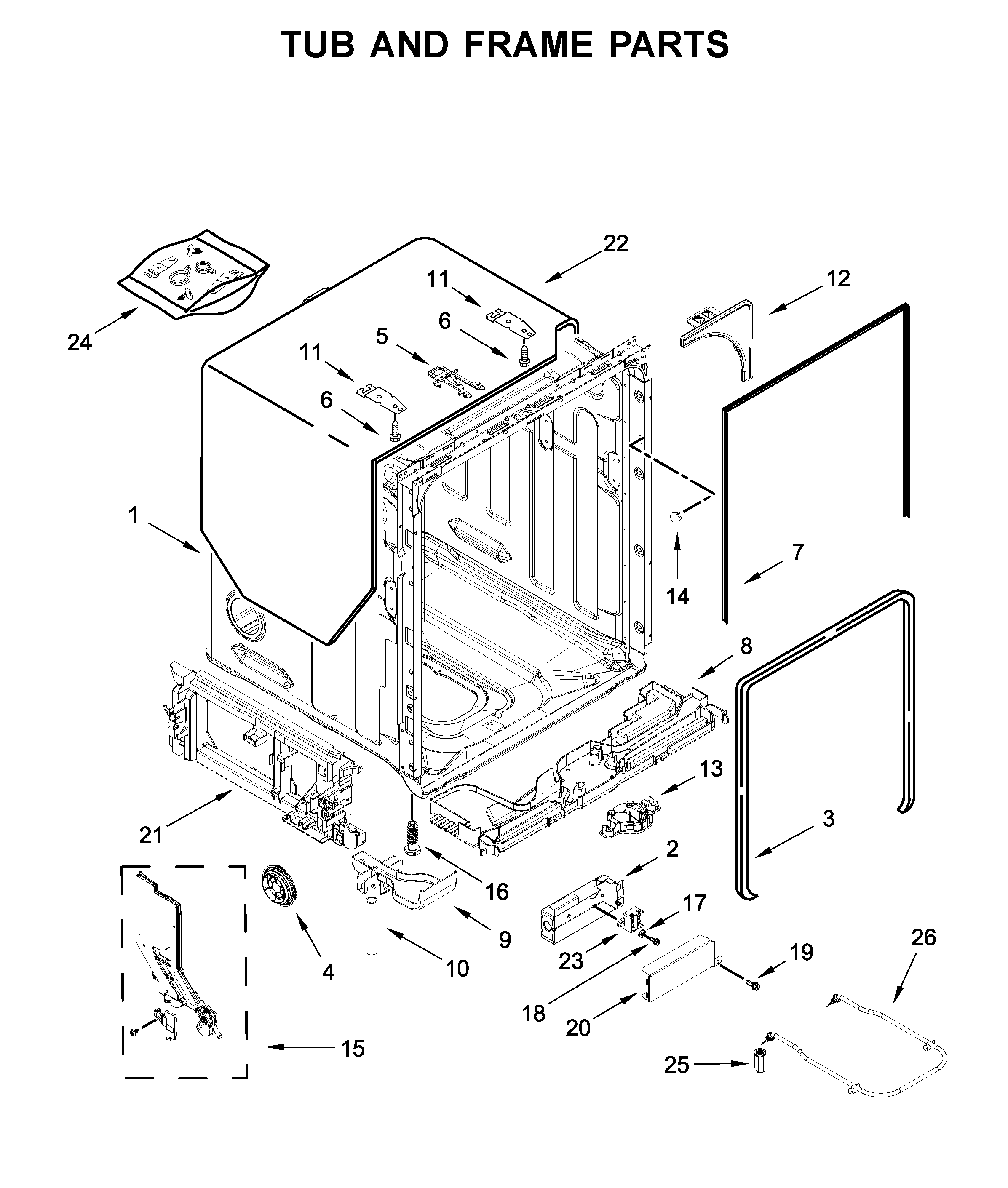 TUB AND FRAME PARTS