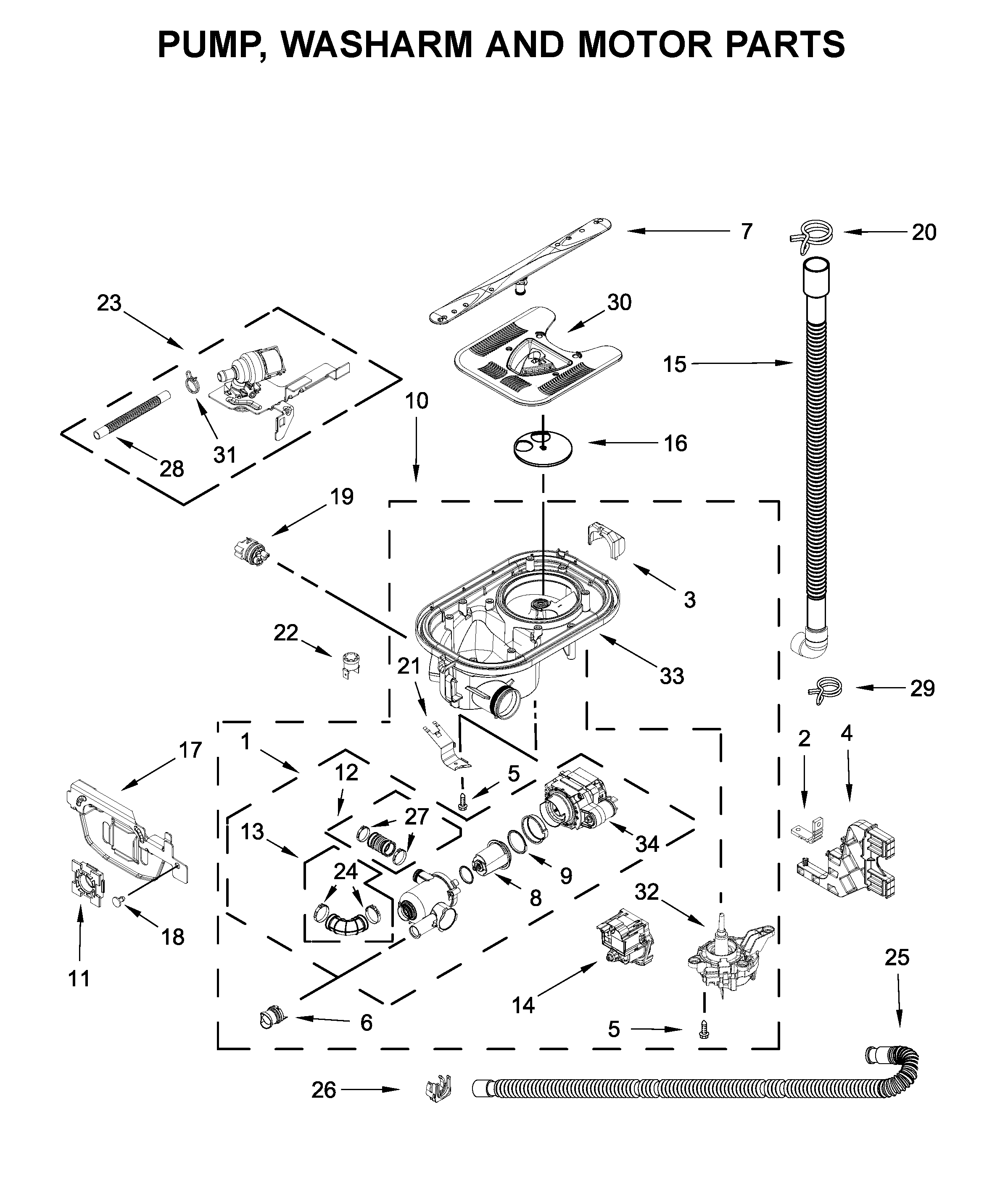 PUMP, WASHARM AND MOTOR PARTS