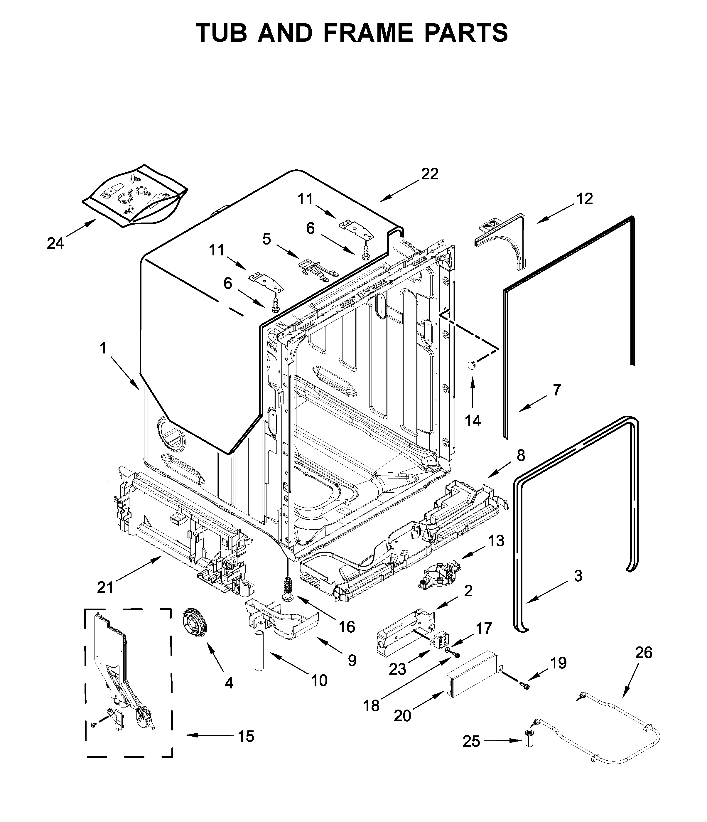 TUB AND FRAME PARTS