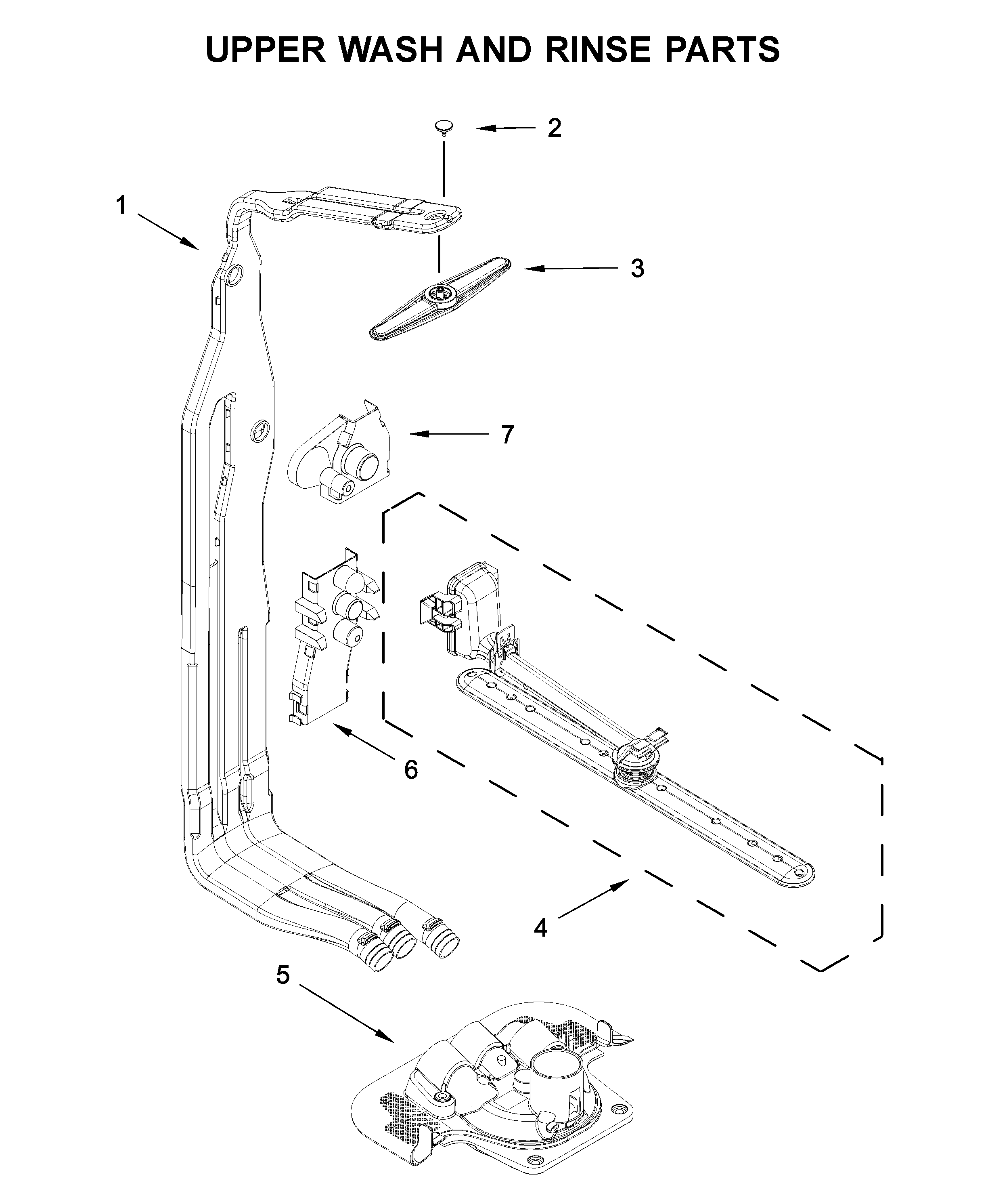 Upper wash and rinse parts