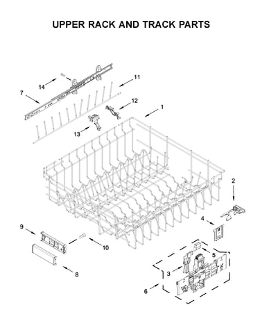 Upper rack and track parts