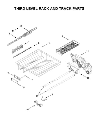 Third level rack and track parts
