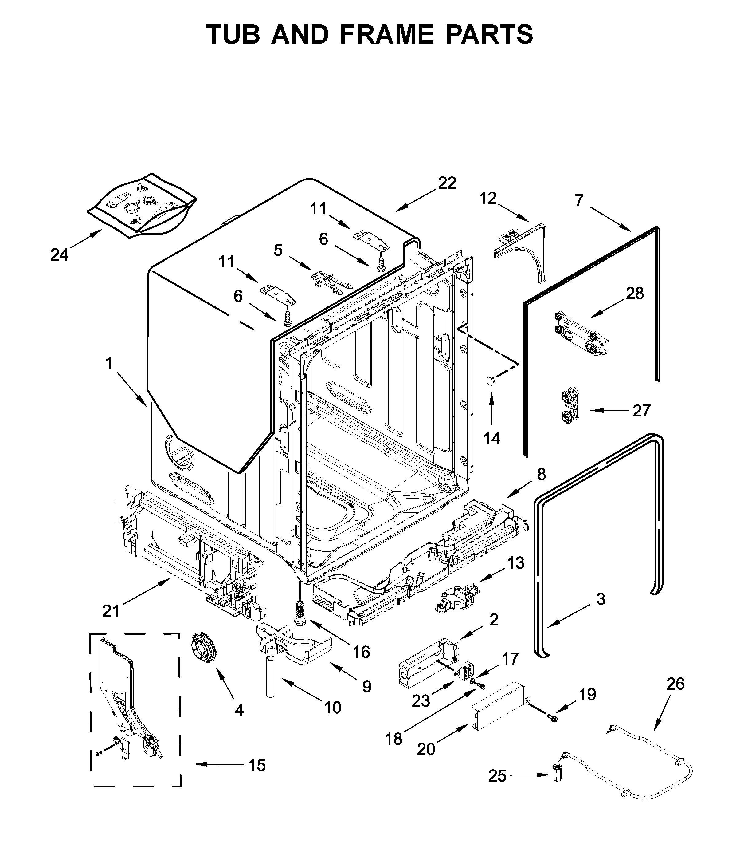 Tub and frame parts
