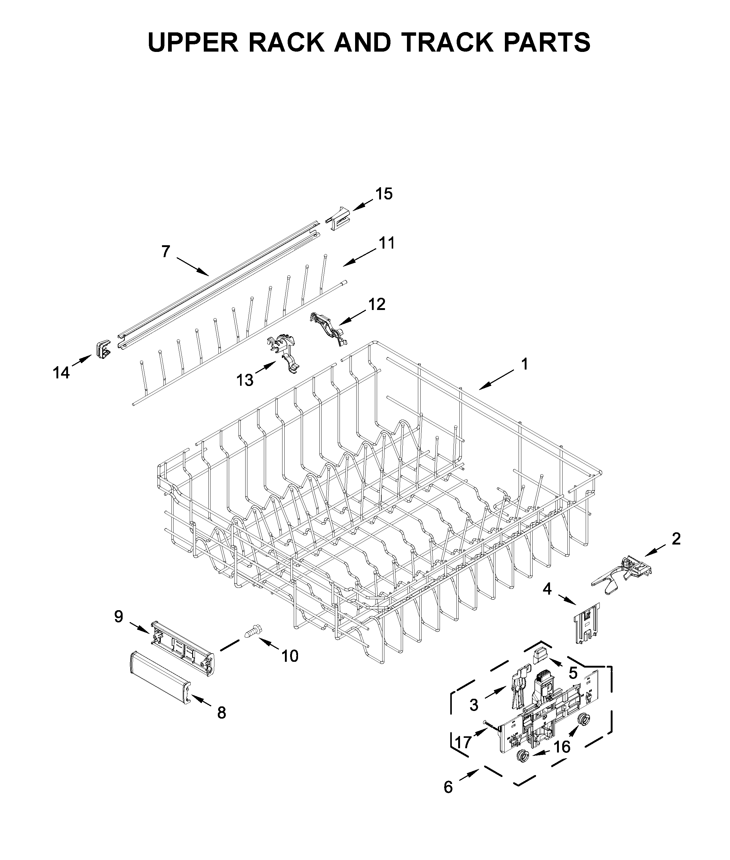 Upper rack and track parts