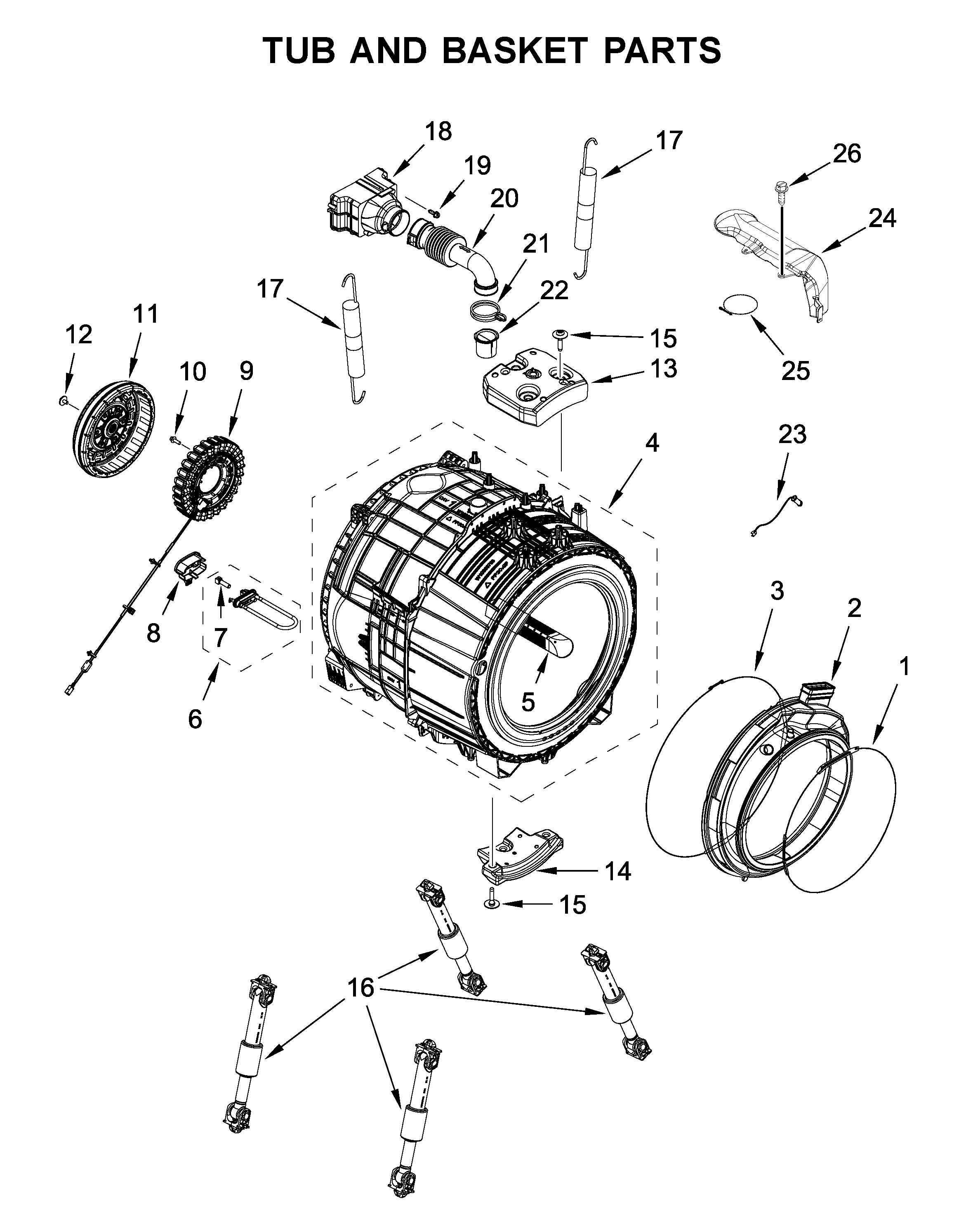 Tub and basket parts
