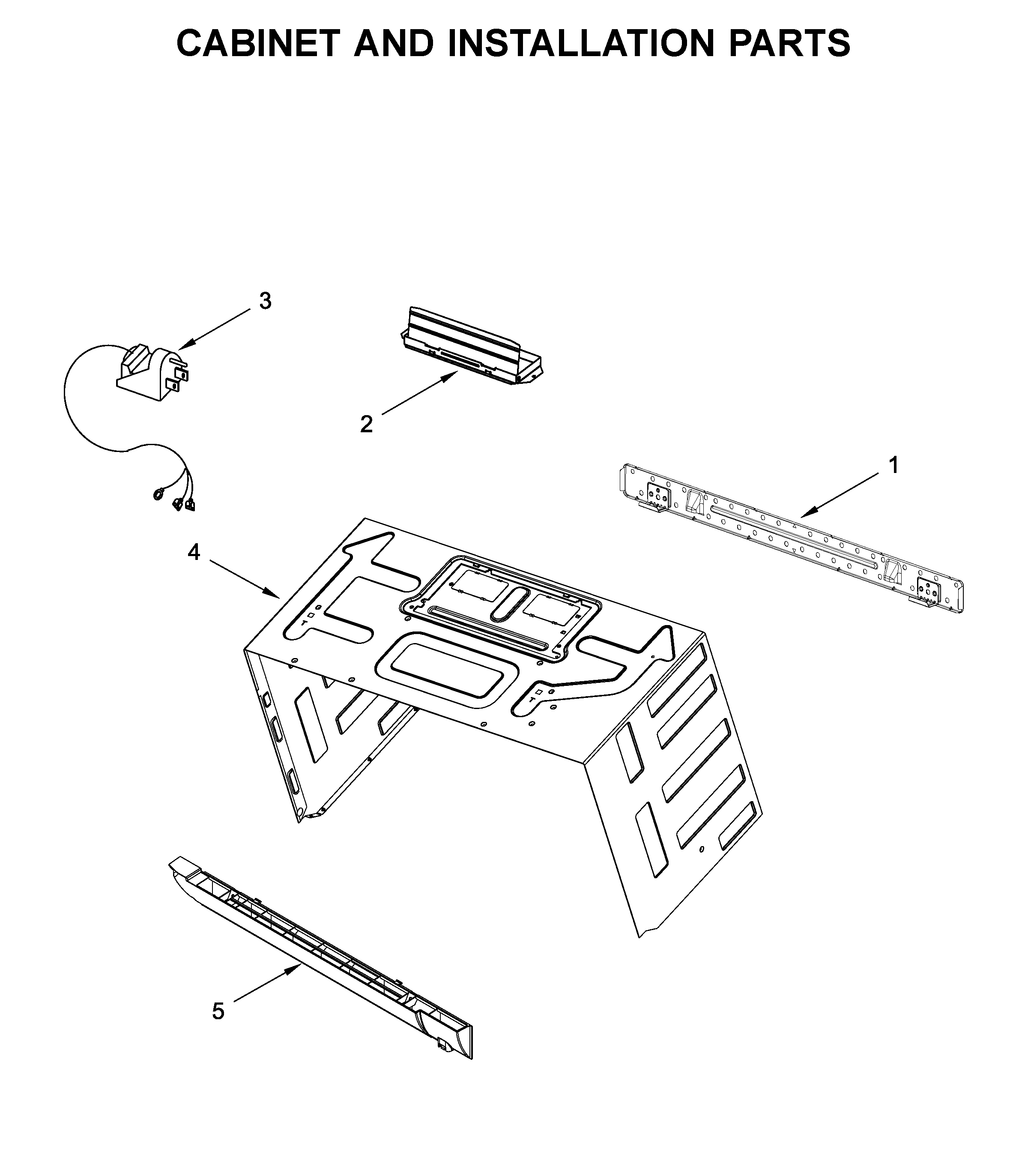 Cabinet and installation parts