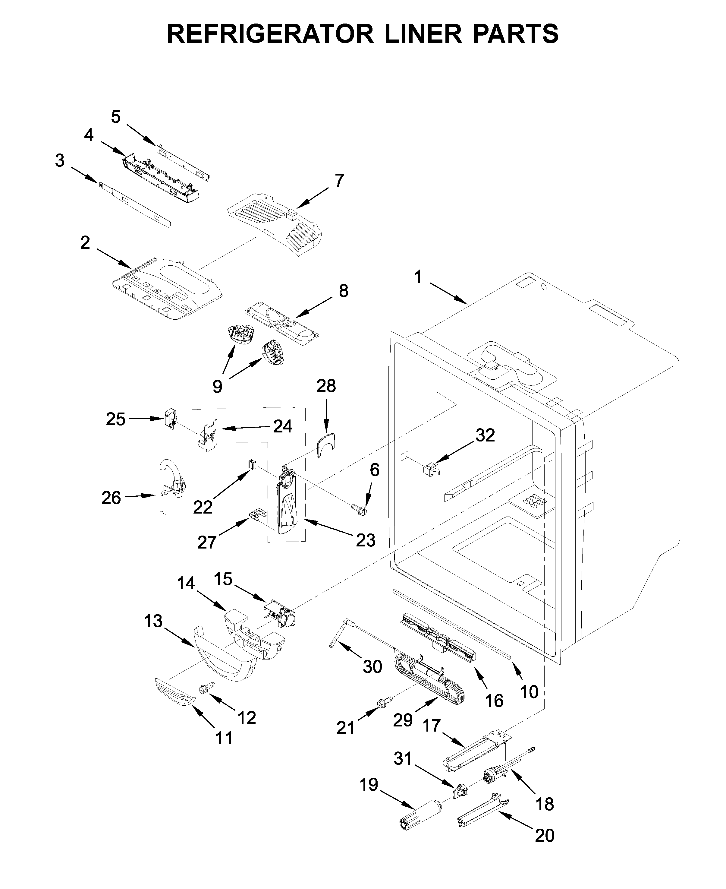 Refrigerator liner parts