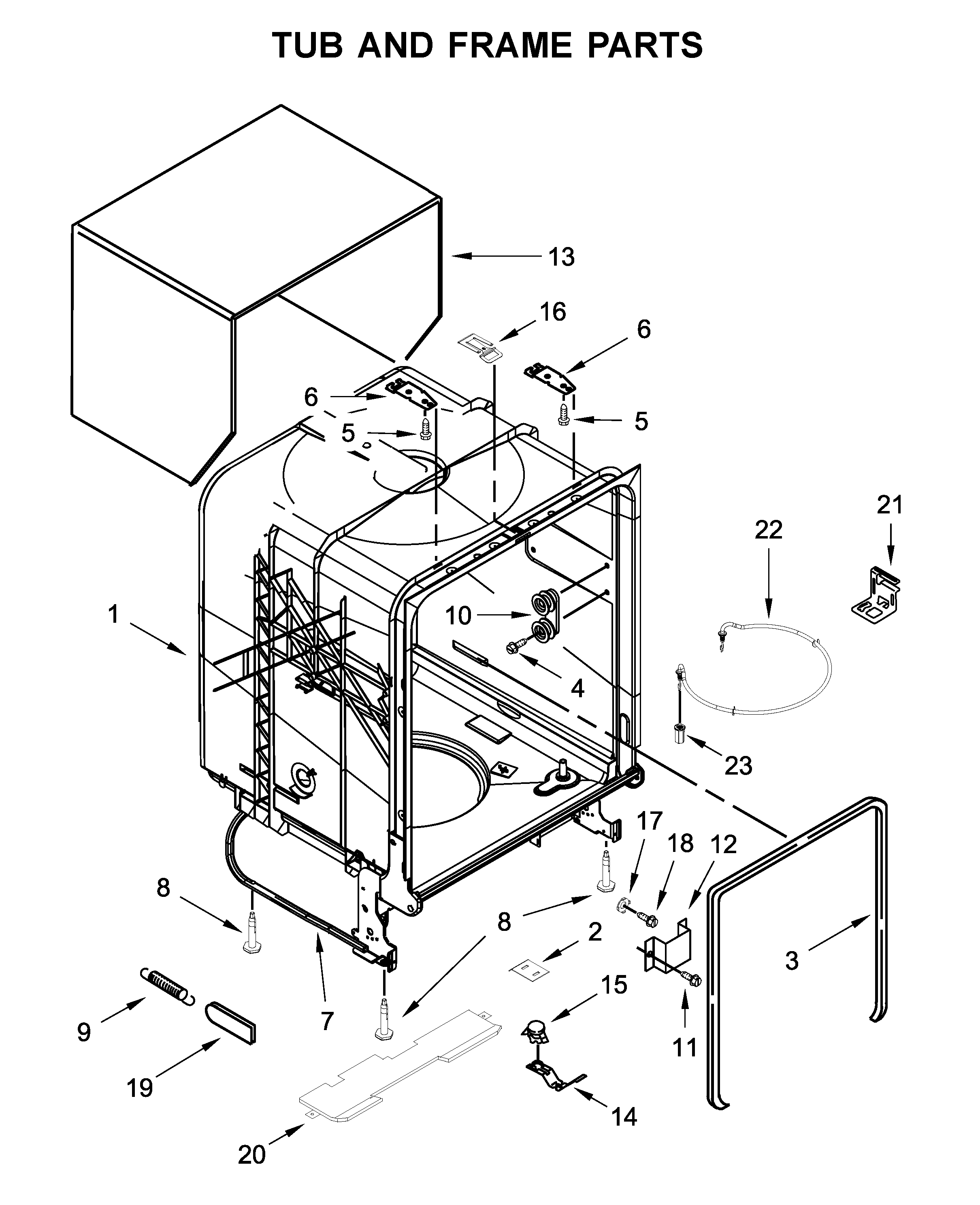 TUB AND FRAME PARTS