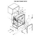 Whirlpool WDF330PAHW3 tub and frame parts diagram