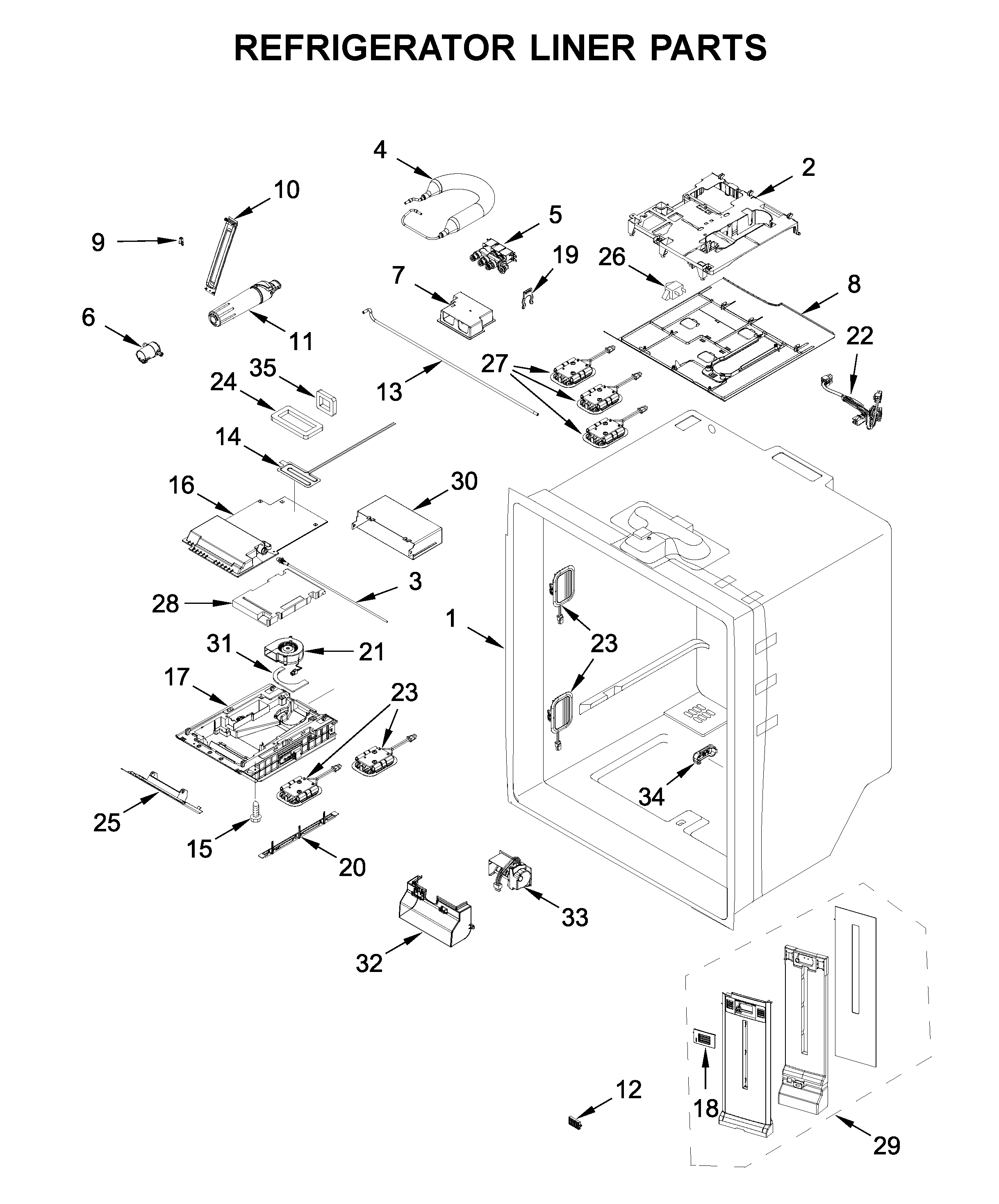 Refrigerator liner parts