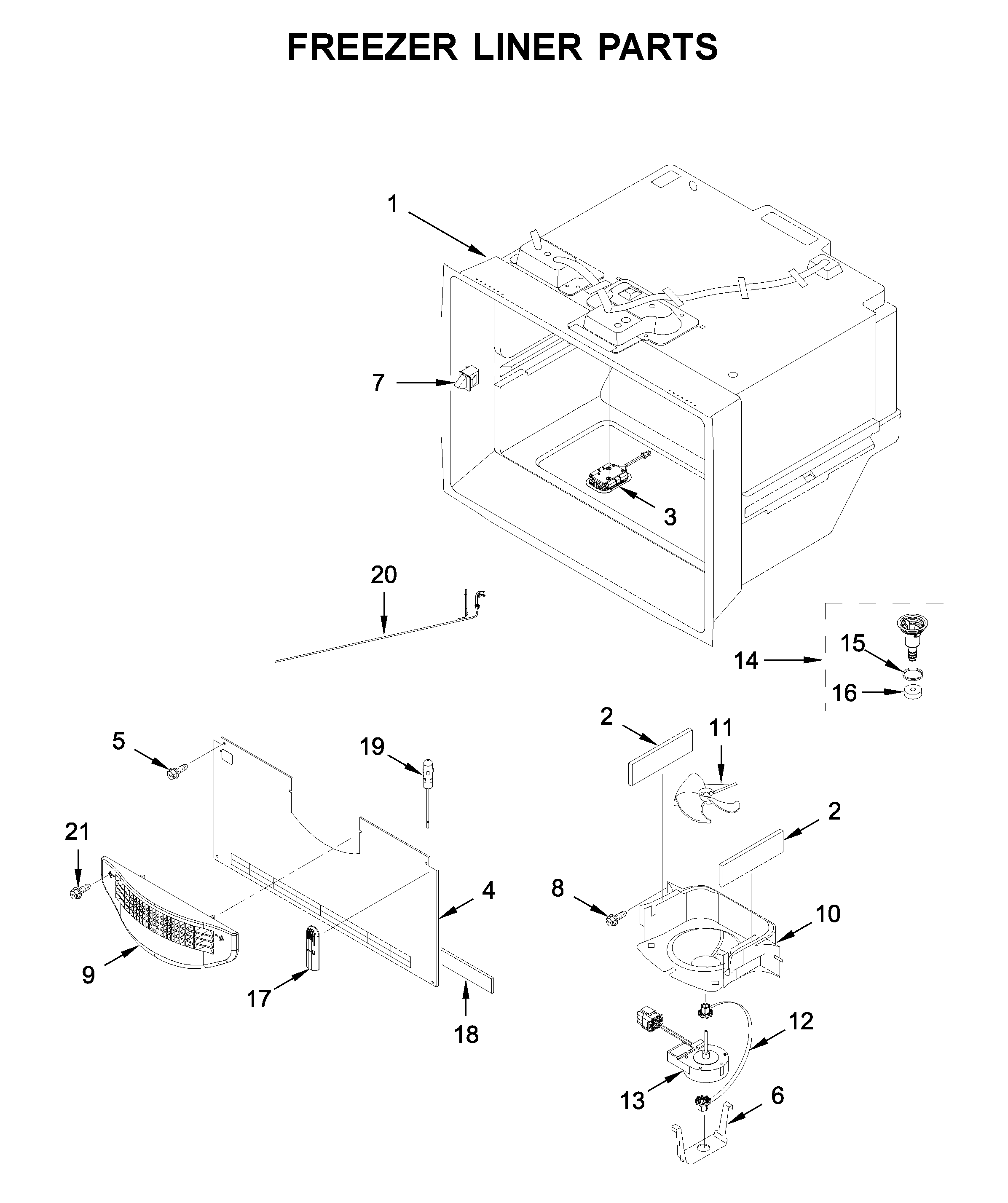 Freezer liner parts