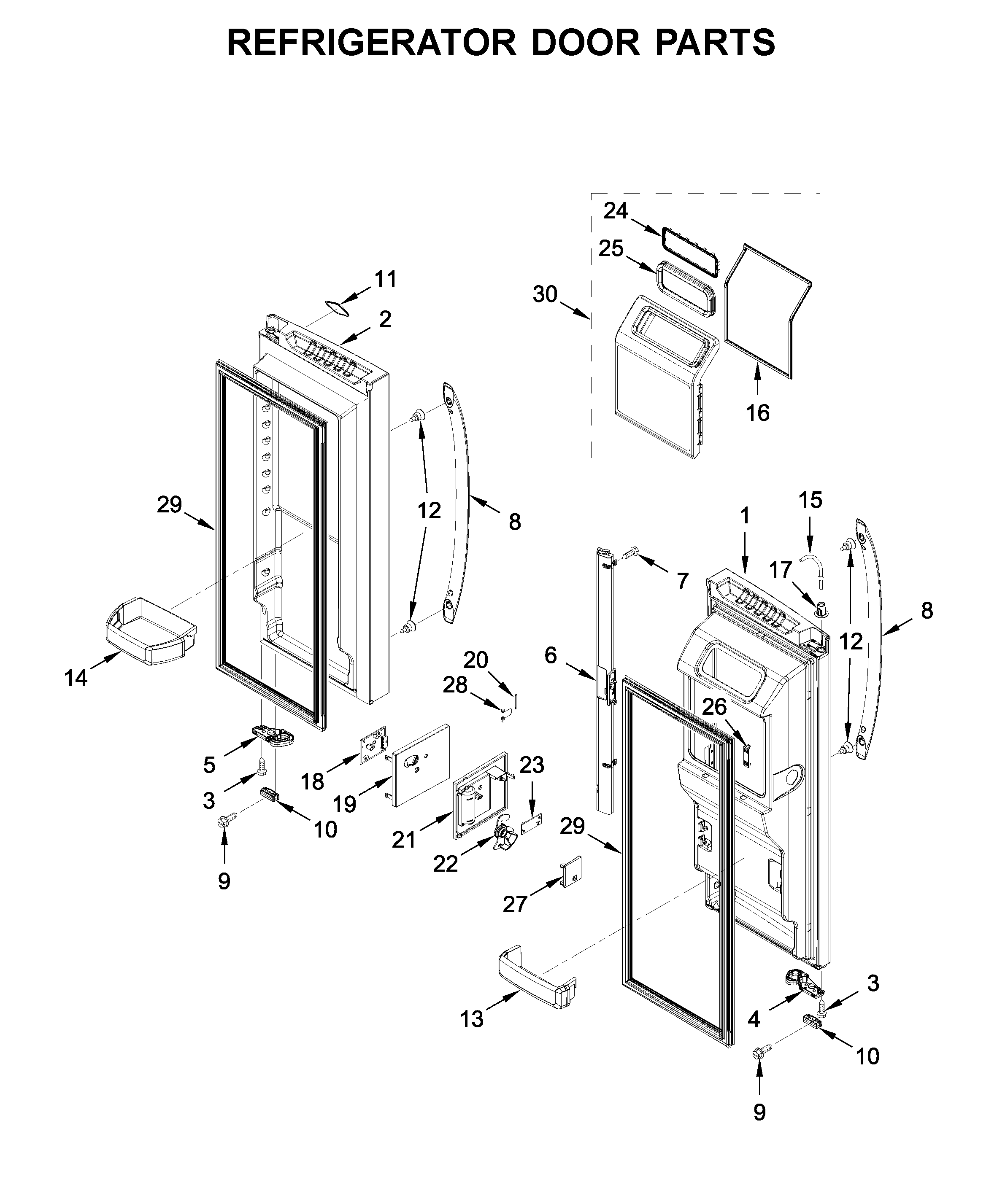 Refrigerator door parts